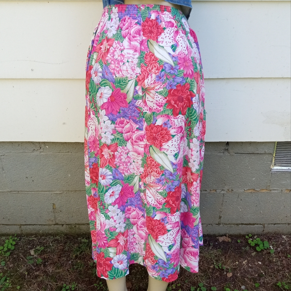 Vintage Plus Size Floral Print Skirt - Picture 3 of 7